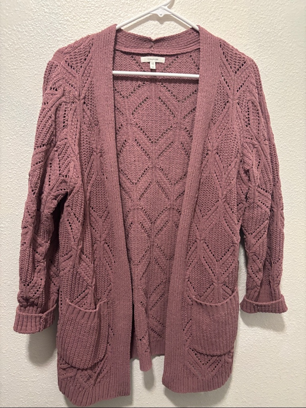 Maurices Dusty Rose Open-Front Knit Cardigan
